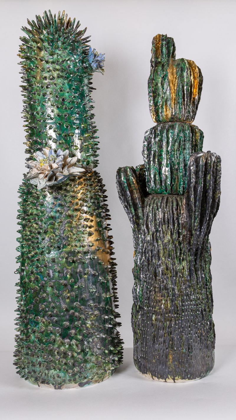 Керамический скульптуры «Кактус» и «Цветущий кактус»